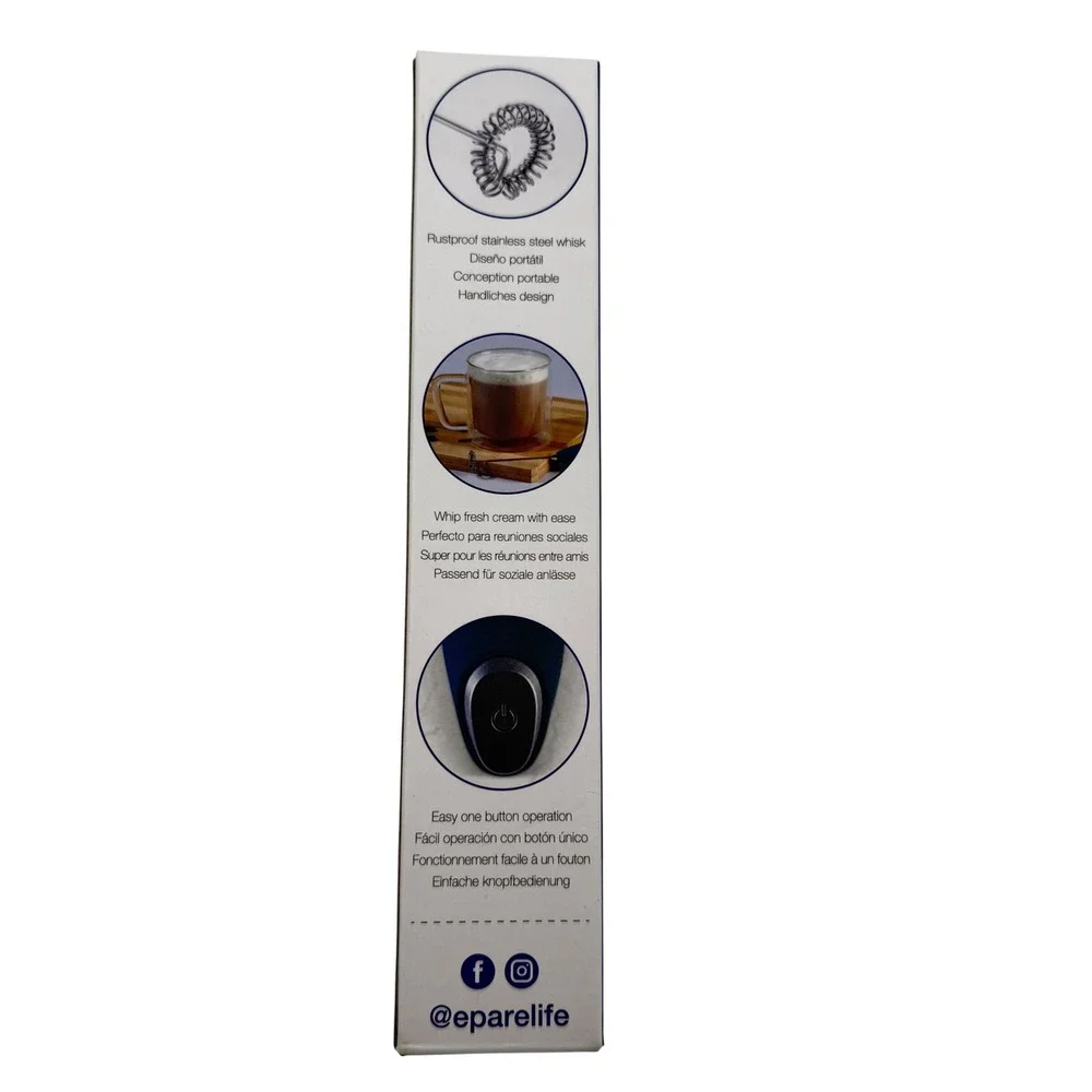 Epare Milk Frother Handheld Battery Operated Teal Stainless‎ Steel Whisk New